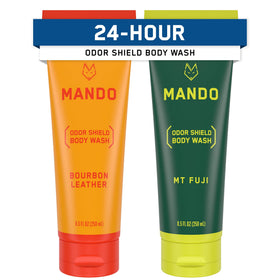 Mando front packaging showing two bottles, clear odor-control benefit