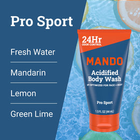 Mando tube inside a gym bag ready for post-workout cleansing and odor control