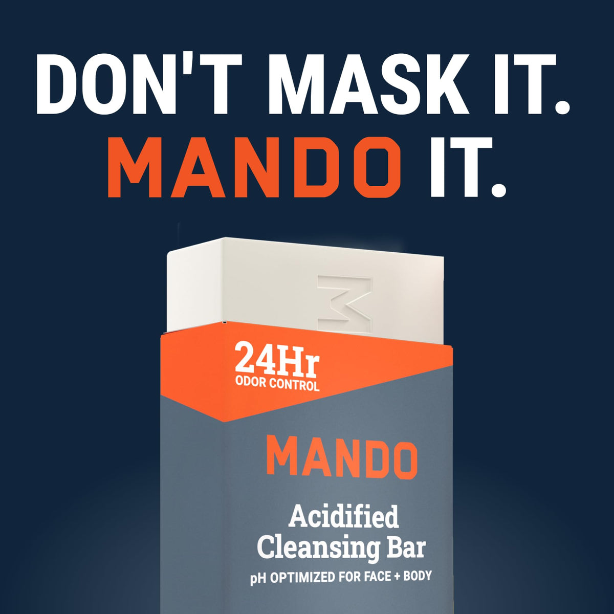 Mando packaging back side features listing odor-control and gentle ingredients