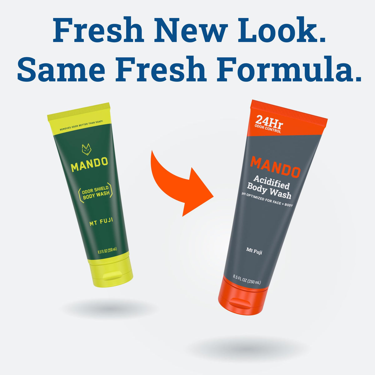 Mando body wash paired with deodorant and wipes showing layered odor defense