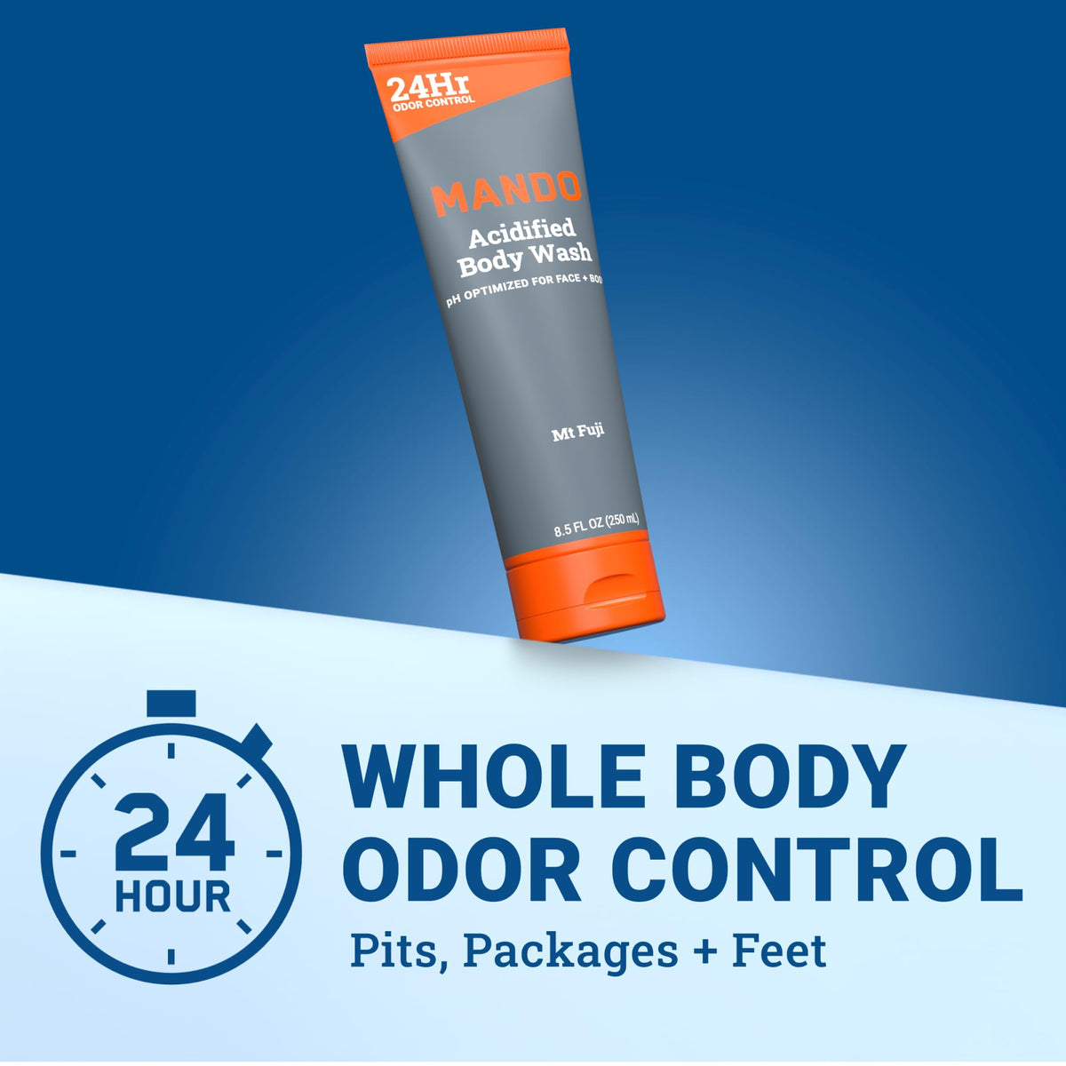 Mando label close-up highlighting ingredients and skin-safe formulation benefits