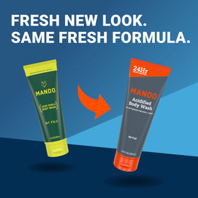 Mando pump dispensing foamy texture, brand showing effective cleansing