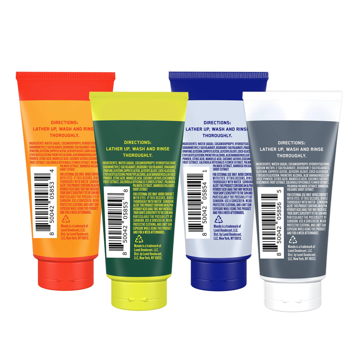 Close-up of Mando tube label highlighting mandelic acid formula and ingredient clarity