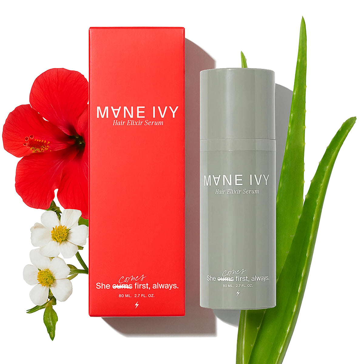 MANE IVY front bottle shot showing sleek packaging and travel-ready size benefit