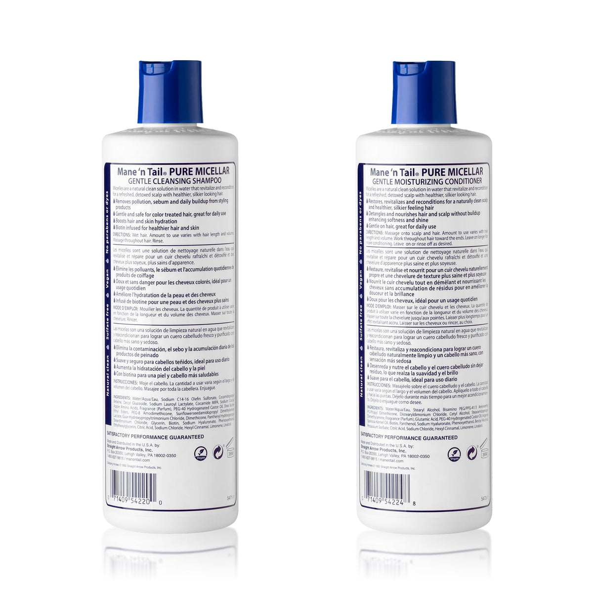 Mane 'n Tail label close-up highlighting biotin and micellar ingredients