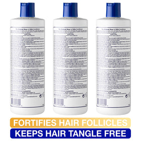 Applying Mane 'n Tail conditioner to wet hair for smoother styling