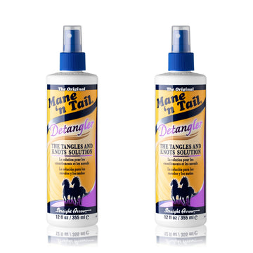 Mane 'n Tail front packaging showing two Apple Blossom bottles, easy-to-use family detangler