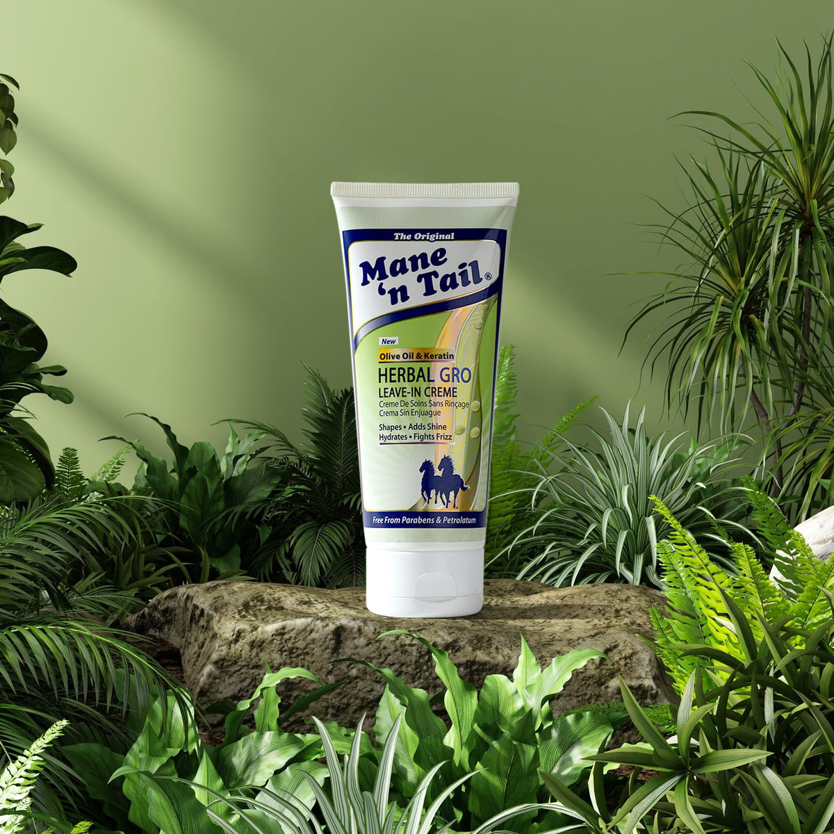 Mane 'n Tail Herbal Gro 5.5 oz bottle in hand indicating portable size