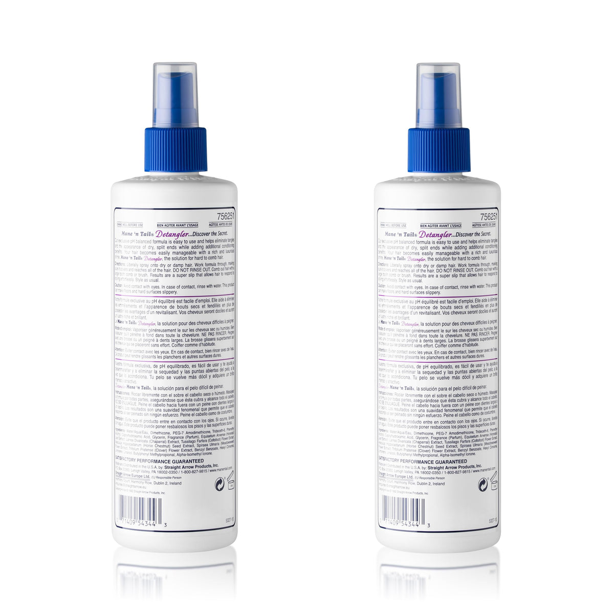 Mane 'n Tail spray in use on long hair, visibly reducing tangles for gentler combing