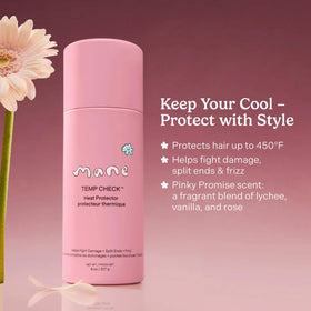Mane bottle spraying mist onto hair demonstrating even coverage and protection