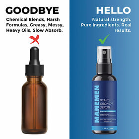 MANEMEN before and after comparison showing fuller, denser beard improvement