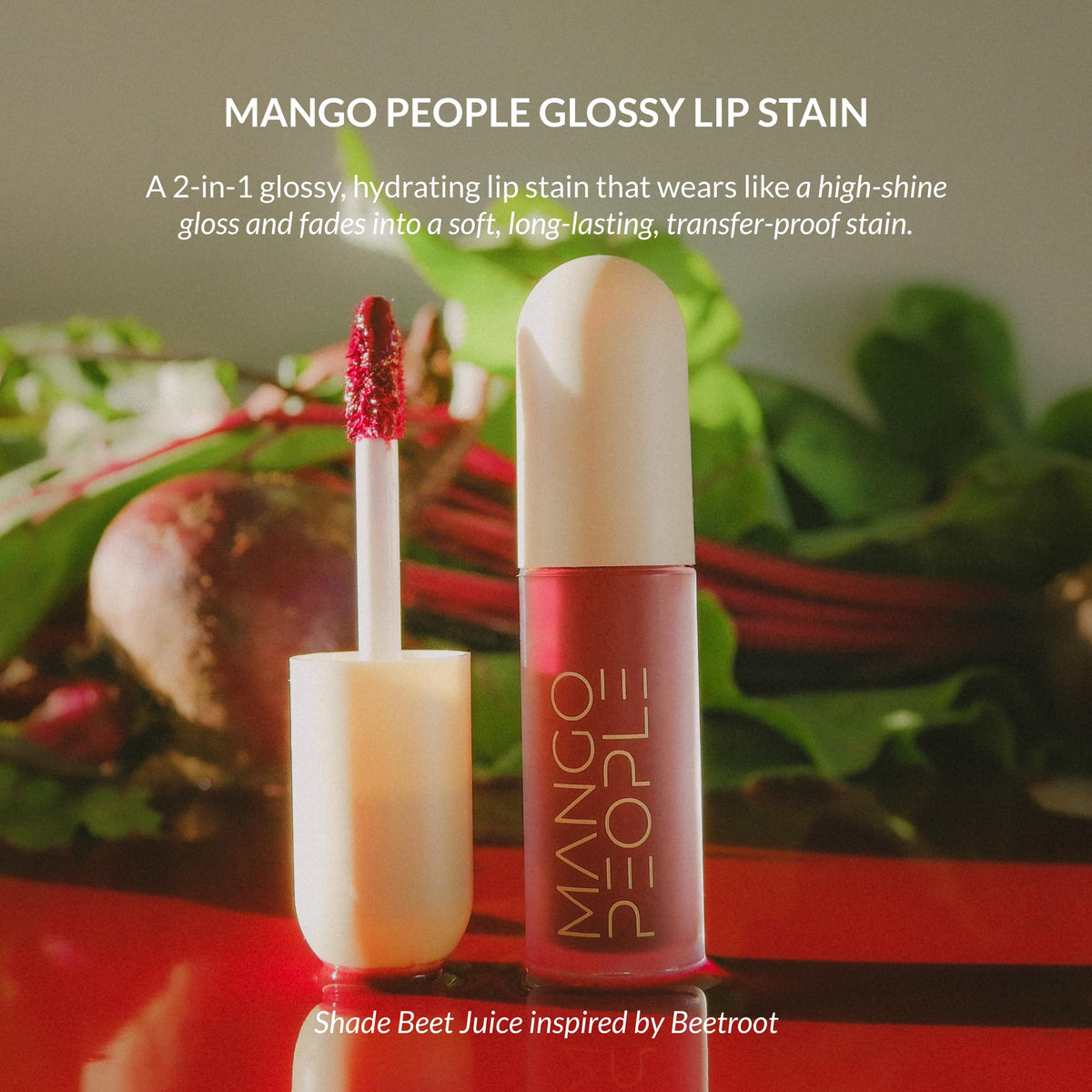 Mango People Beet Juice formula droplet showing smooth texture and hydration
