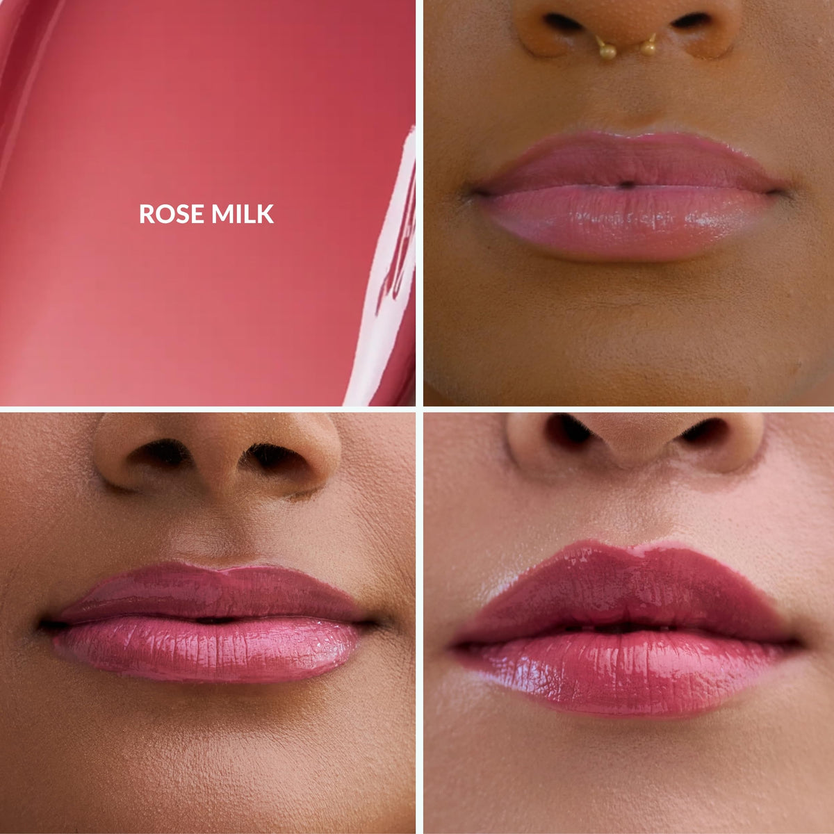 Mango People Rose Milk texture swipe highlighting creamy oil-like glide and hydration