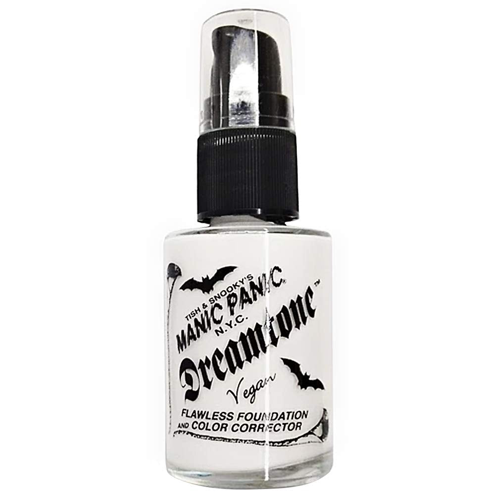 MANIC PANIC front packaging showing white foundation bottle and branding benefit bold base