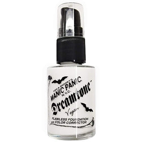 MANIC PANIC front packaging showing white foundation bottle and branding benefit bold base