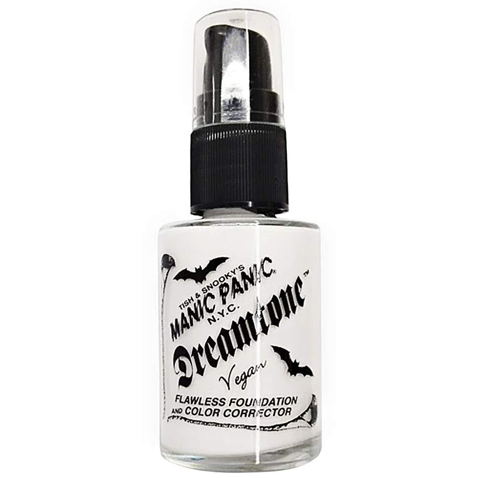 MANIC PANIC front packaging showing white foundation bottle and branding benefit bold base