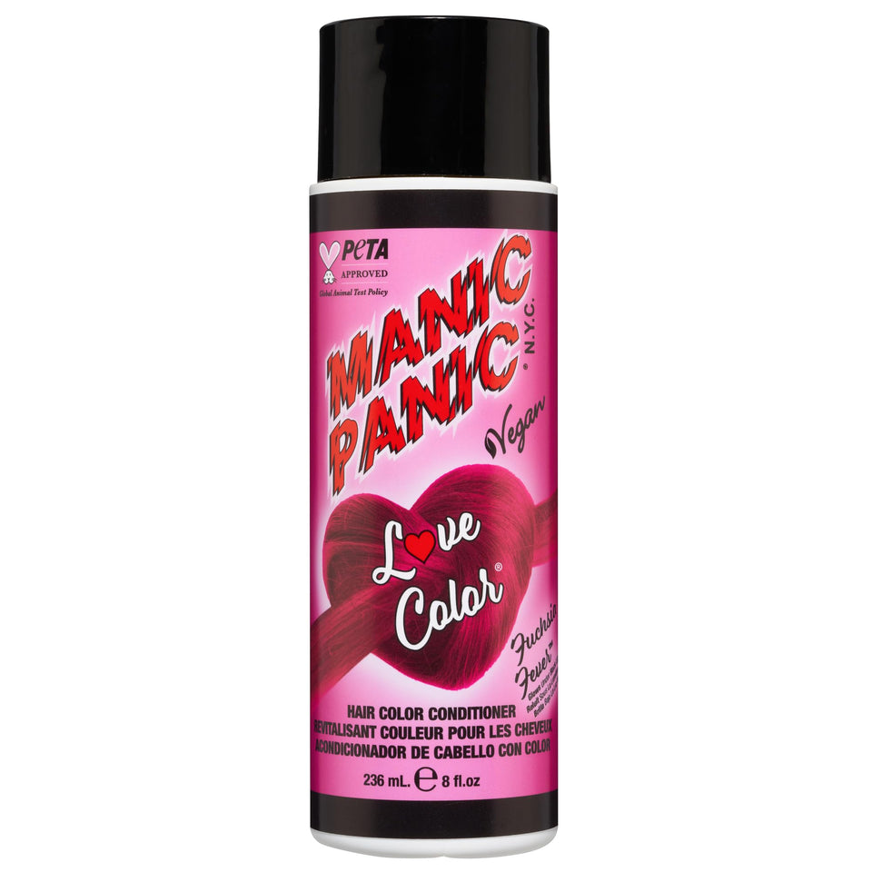 MANIC PANIC front bottle shot showing Fuschia Fever and vibrant benefit