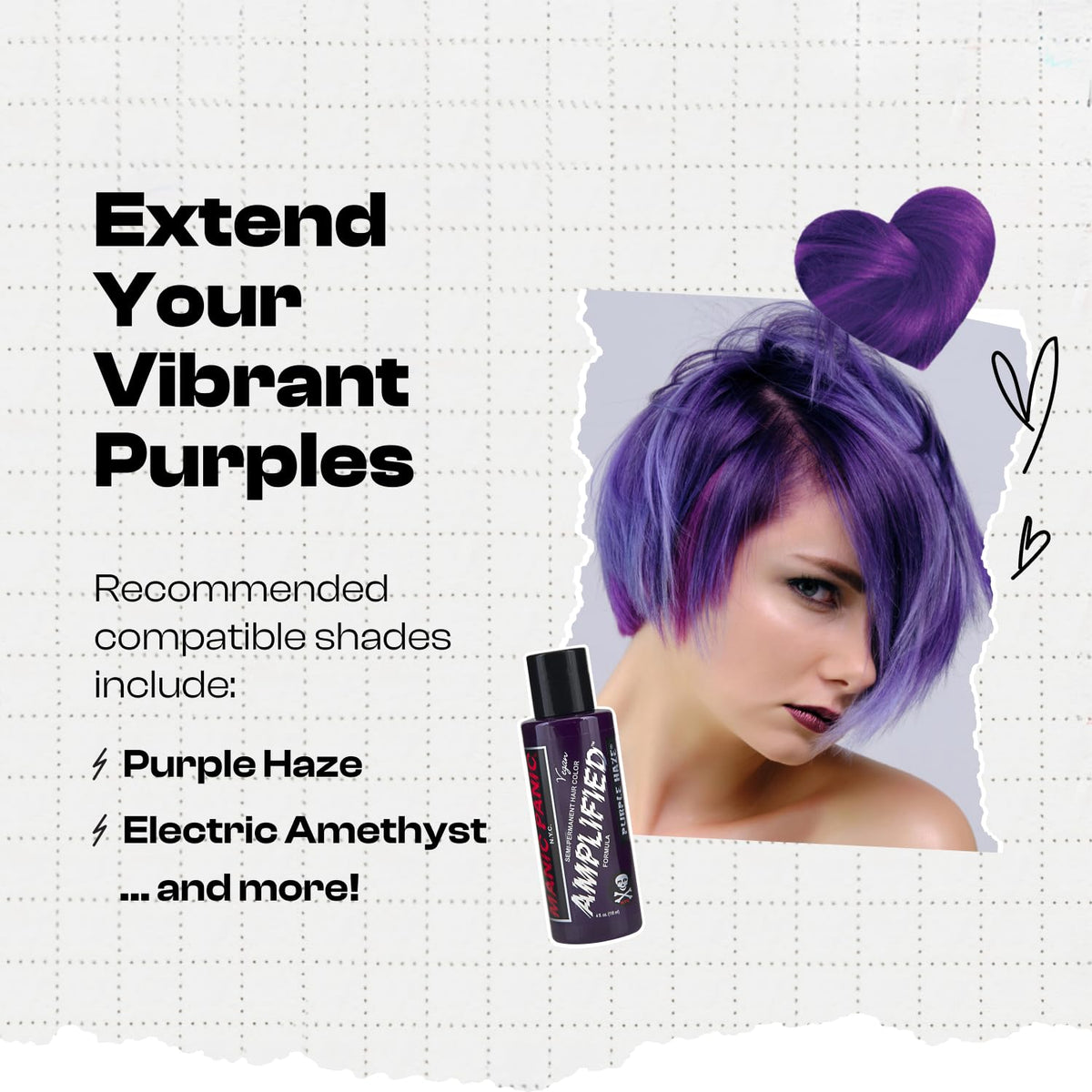 MANIC PANIC close-up on hair strands after Purple Rose for shine
