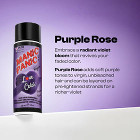 MANIC PANIC pouring conditioner texture showing creamy violet deposit