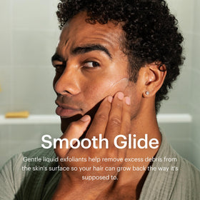 MANSCAPED aftershave applied to jawline demonstrating cooling comfort and soothing effect
