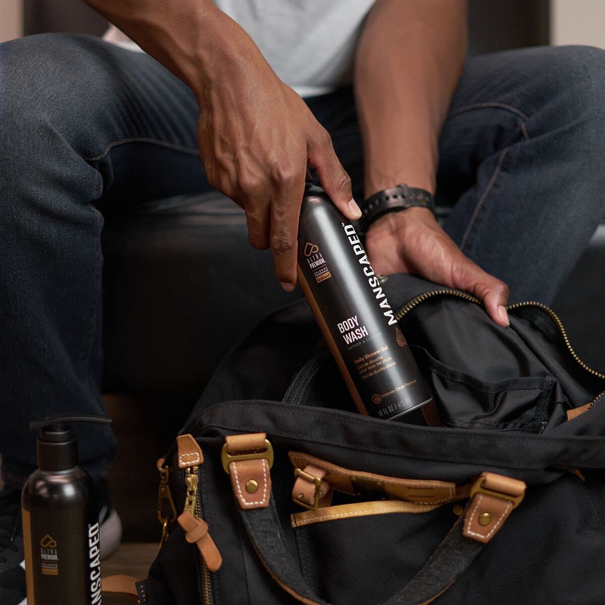 MANSCAPED bathroom lifestyle scene conveying daily grooming routine