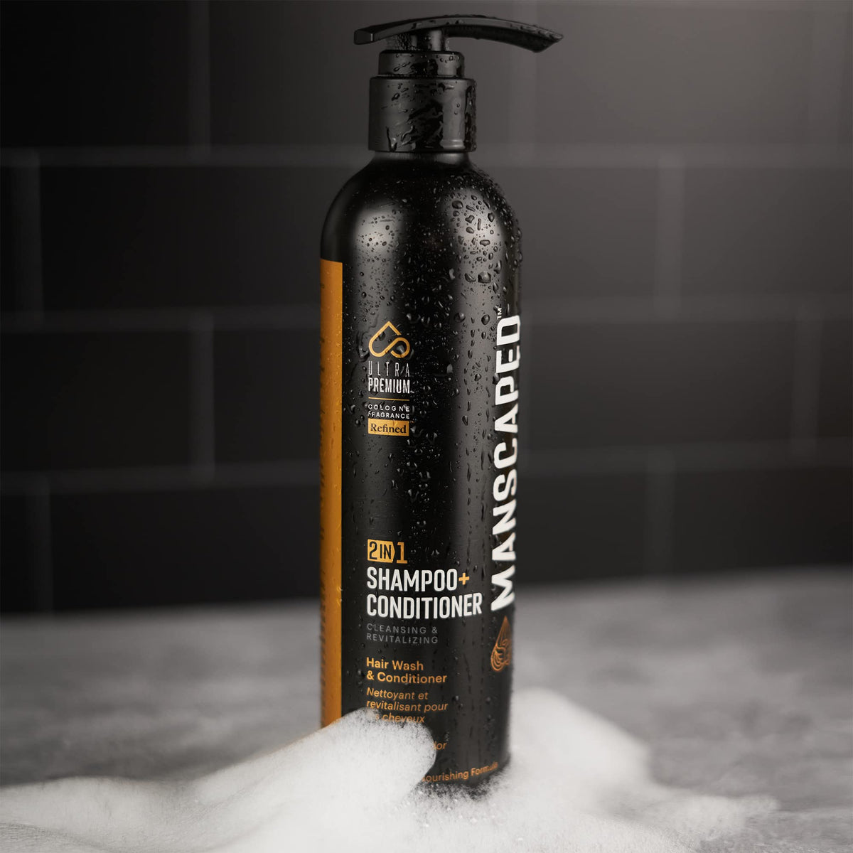 MANSCAPED aluminum bottle emphasizing recyclable packaging and durable design