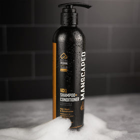 MANSCAPED aluminum bottle emphasizing recyclable packaging and durable design