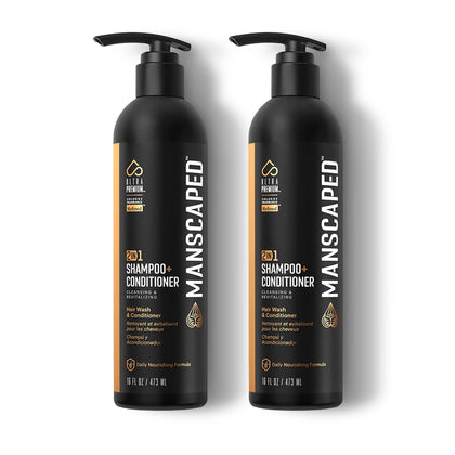 MANSCAPED front packaging showing bottle and branding, quick grooming benefit