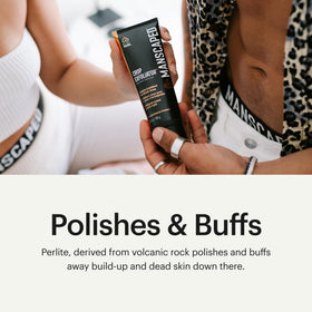 MANSCAPED in-shower use with hand applying exfoliant for a smoother shave prep