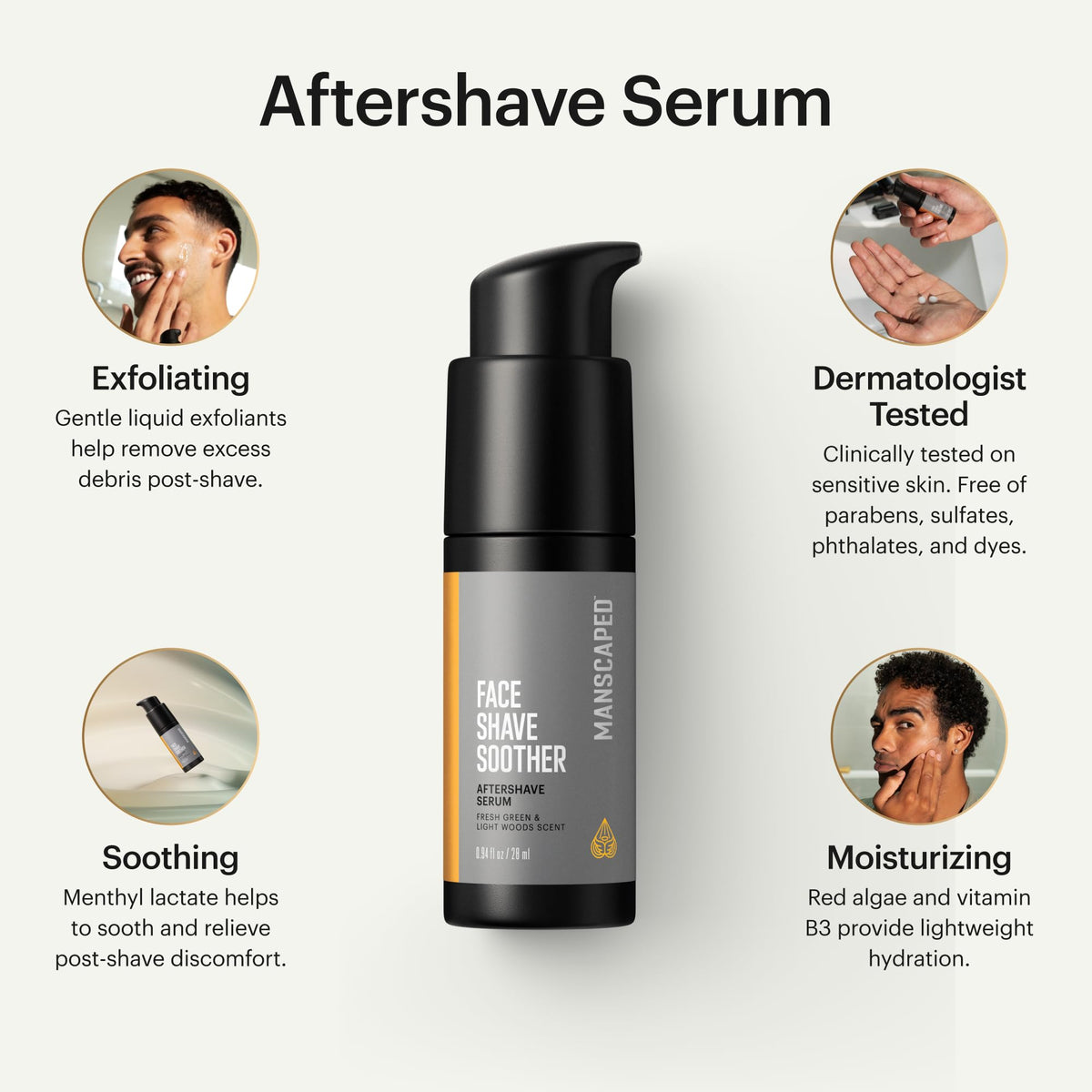 MANSCAPED label close-up highlights ingredients list and dermatologist-tested benefit