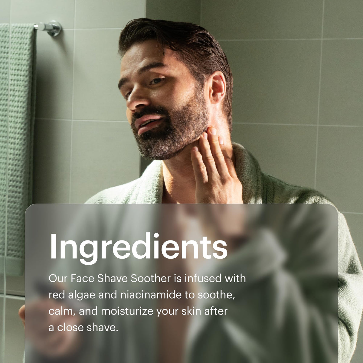 MANSCAPED bottle on bathroom shelf in a neat routine setting for daily grooming