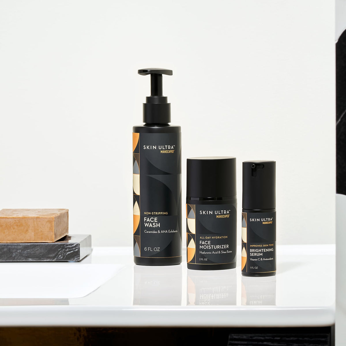 MANSCAPED lifestyle shelf styling inspiring a polished bathroom setup