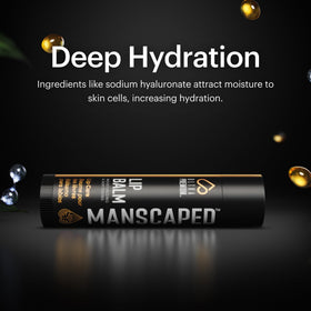 MANSCAPED ingredient label close-up highlighting vitamin E, peppermint, eucalyptus benefits
