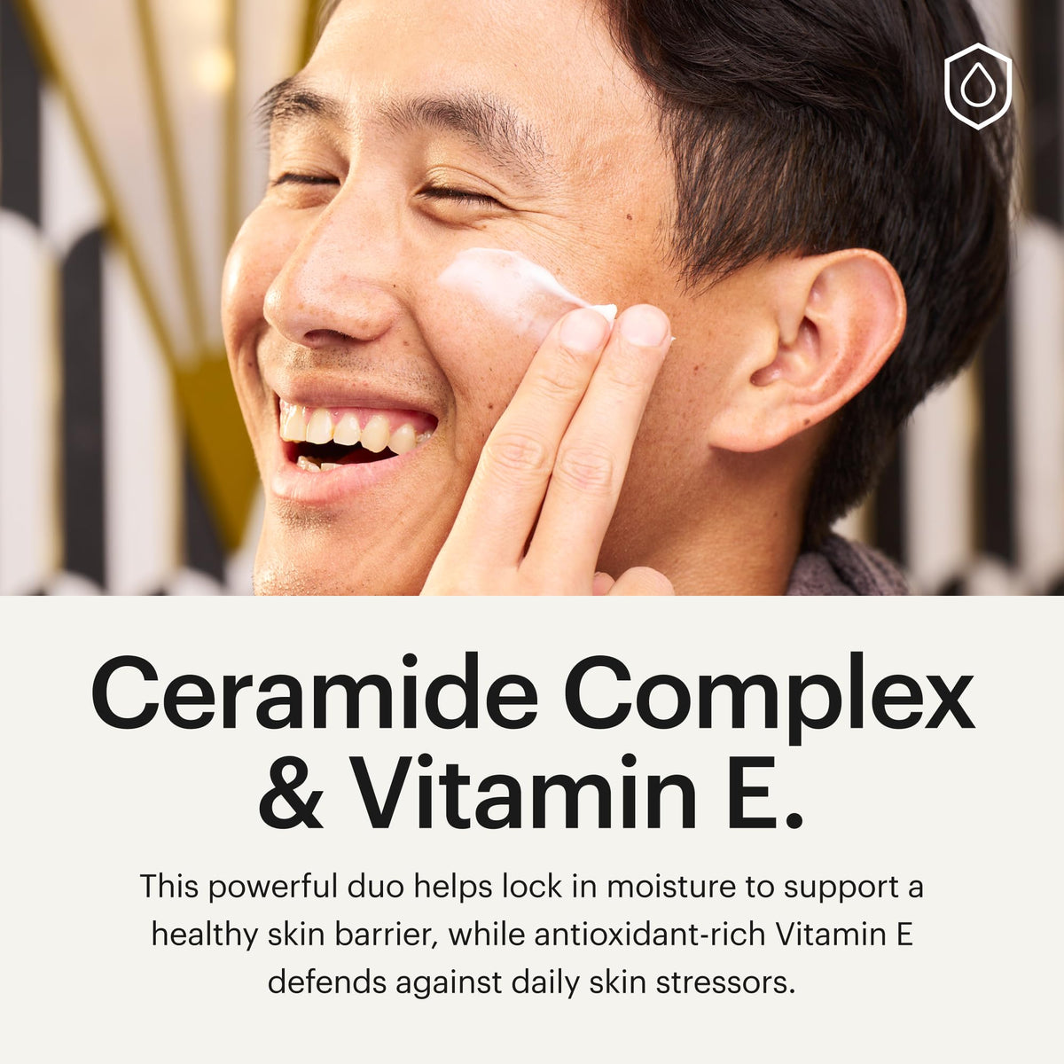 MANSCAPED ingredient graphic pointing to hyaluronic acid for lasting hydration