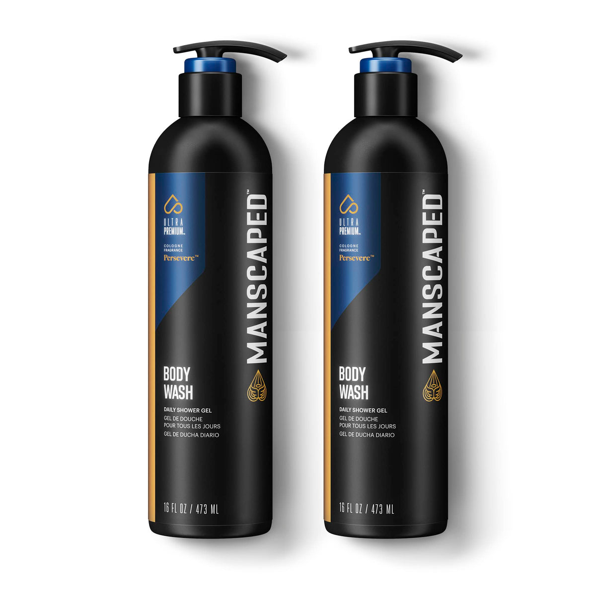 MANSCAPED front packaging showing two 16 oz bottles and brand benefit