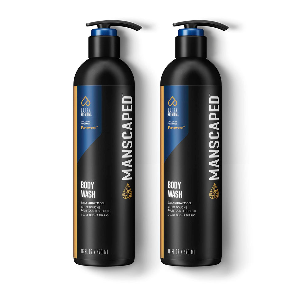 MANSCAPED front packaging showing two 16 oz bottles and brand benefit
