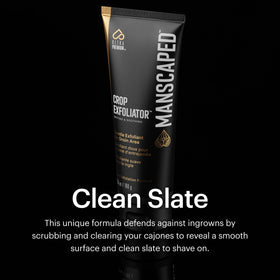 MANSCAPED pump dispense showing creamy scrub consistency and controlled application