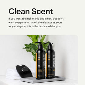 MANSCAPED bottle next to common items showing 16 oz size
