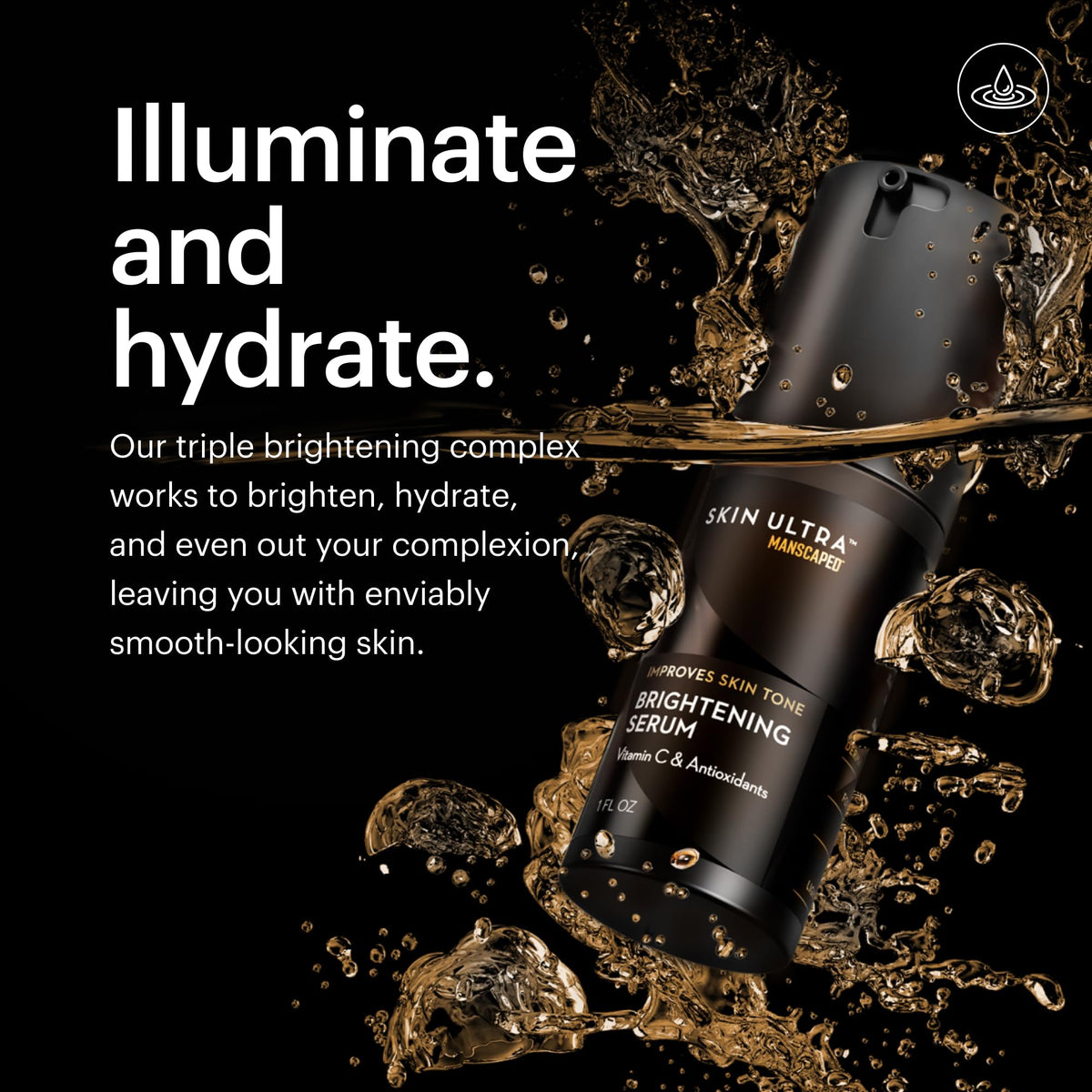 MANSCAPED serum texture on skin close-up illustrating lightweight absorption