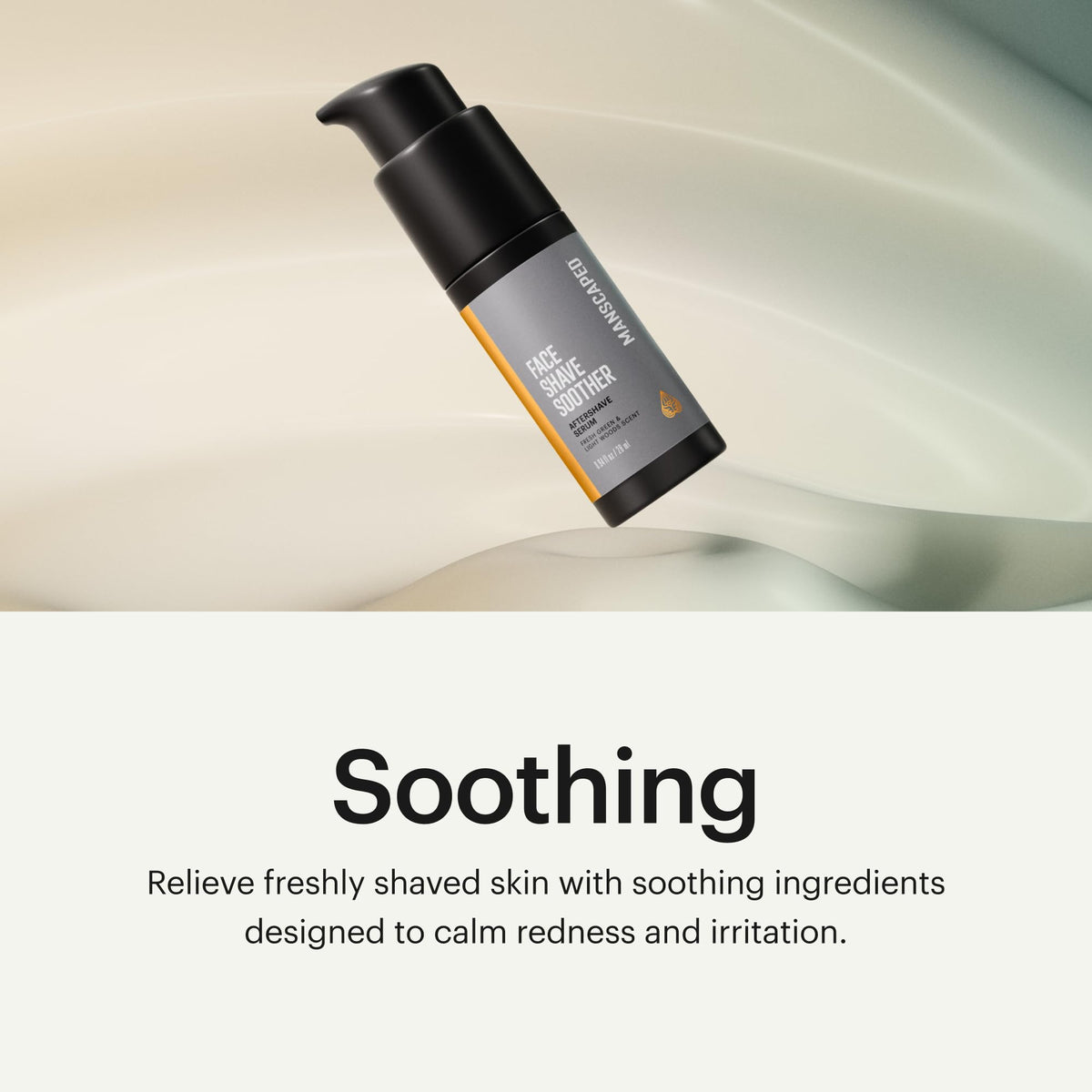 MANSCAPED serum texture on fingertip showing lightweight feel and quick absorption