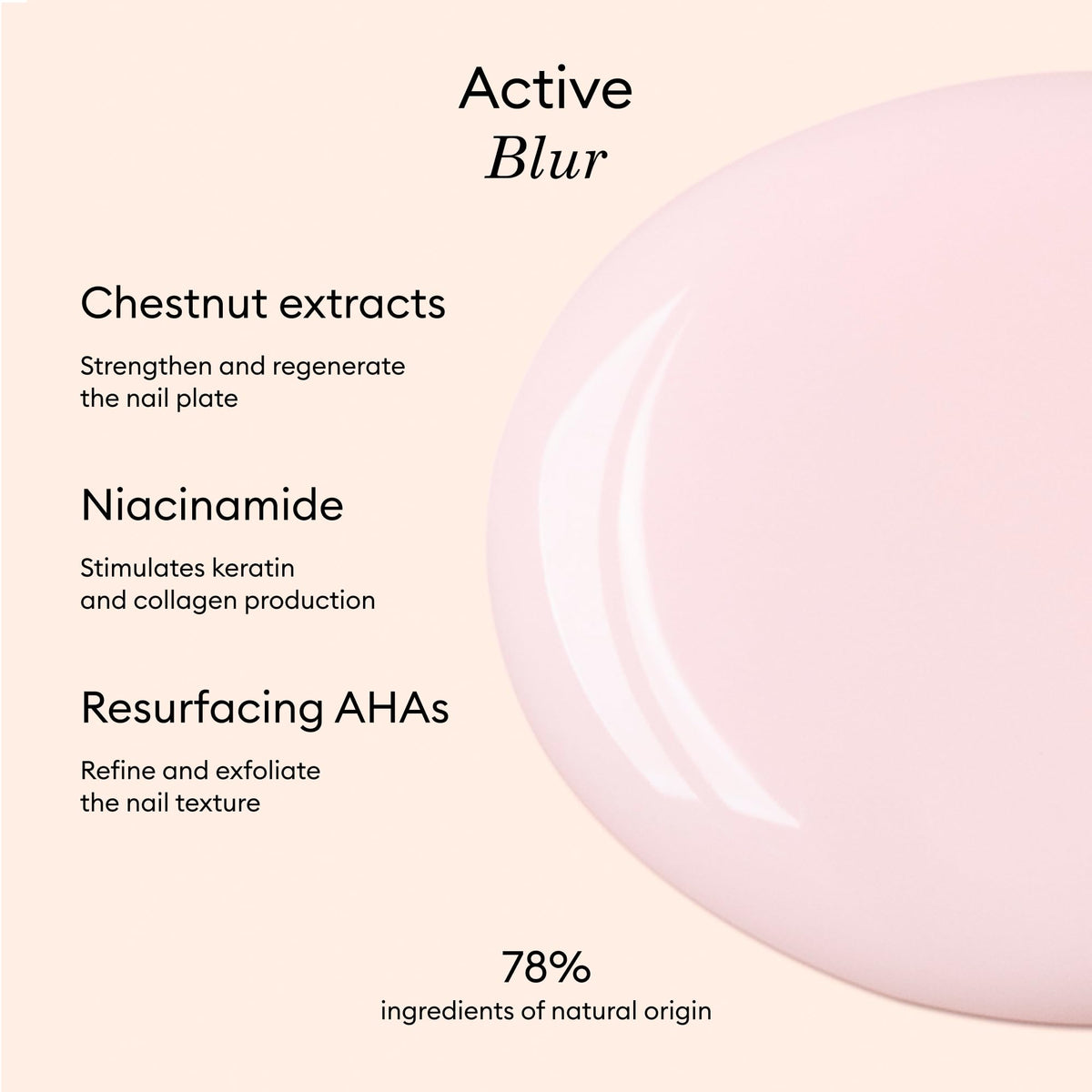 Manucurist single-coat on nail showing subtle perfecting veil and natural look benefit
