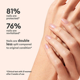 Manucurist Active Bright on nails lifestyle shot showing brightened natural manicure
