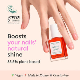 Manucurist brush stroke of Active Glow Cranberry demonstrating smooth application and fast-dry shine benefit: streak-free finish