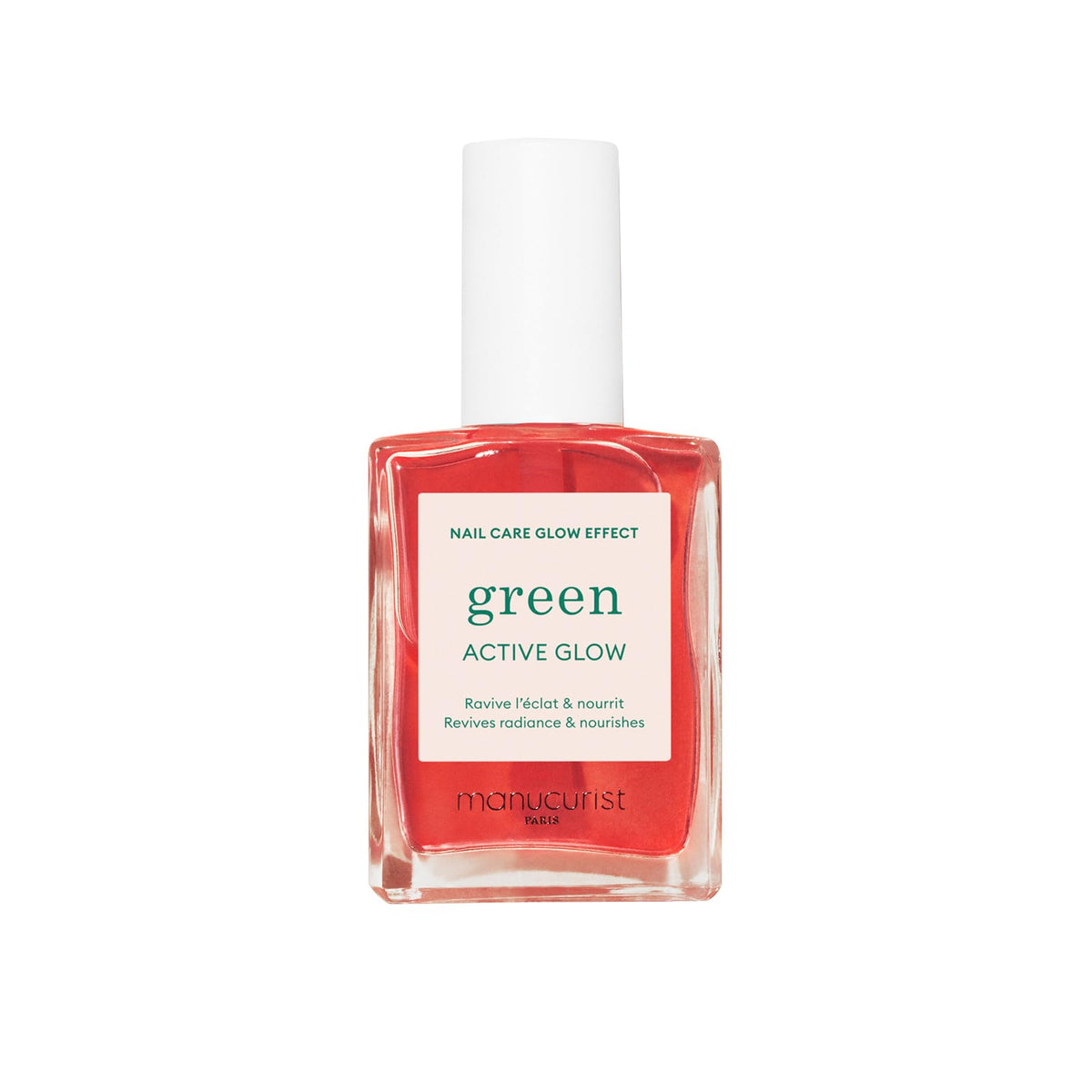 Manucurist Active Glow Raspberry front bottle showing glossy finish benefit