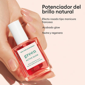 Manucurist on nails in lifestyle scene showing subtle rosy glow benefit