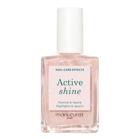 Manucurist Active Shine front bottle showing glossy nude polish and benefits