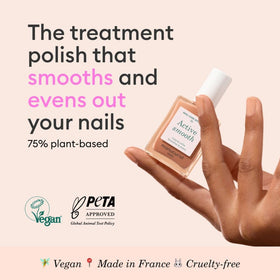 Manucurist brush stroke of polish illustrating smooth application and quick-dry benefit