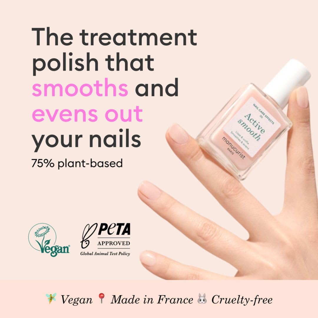 Manucurist brush applying polish emphasizing smooth even coverage benefit