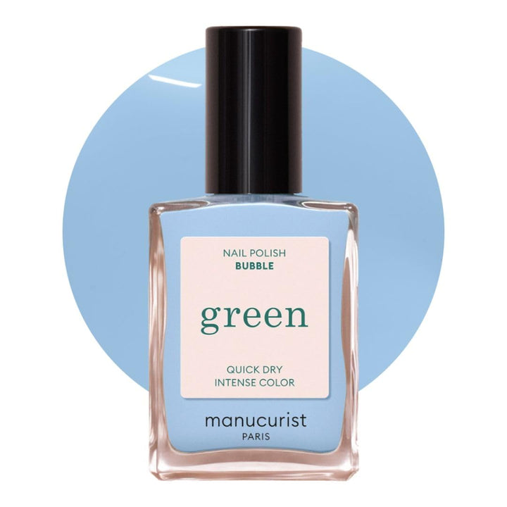 Manucurist bottle front view showing Bubble pastel blue and brand clarity benefit