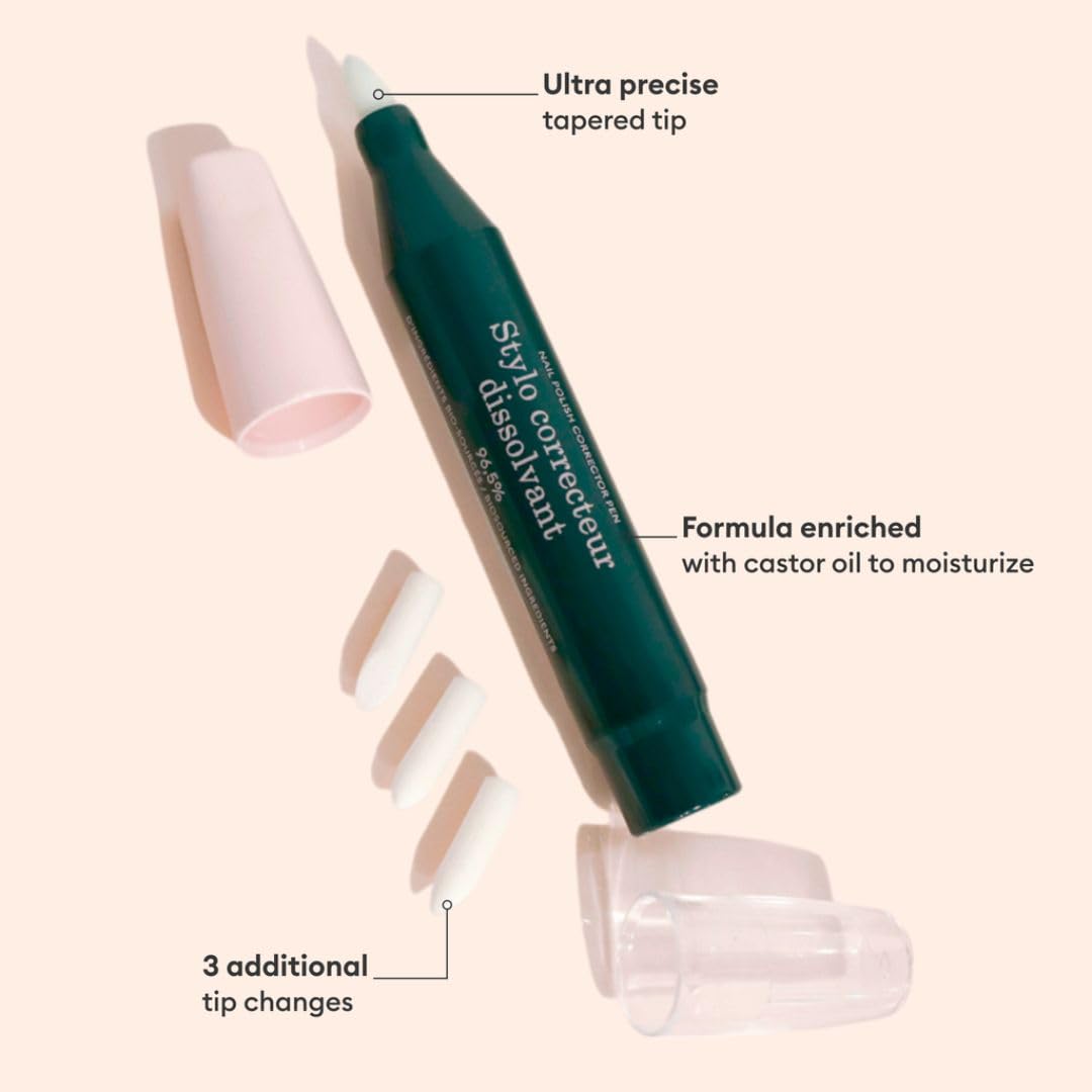 Manucurist corrector pen three tapered refill tips displayed for long-lasting use